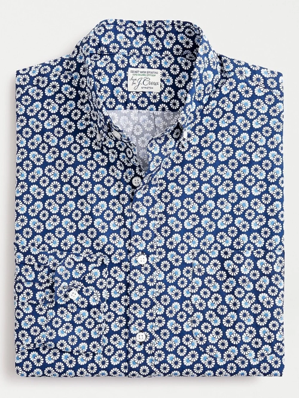 J. Crew Stretch Secret Wash Button Down Shirt in Floral Print Organic Cotton